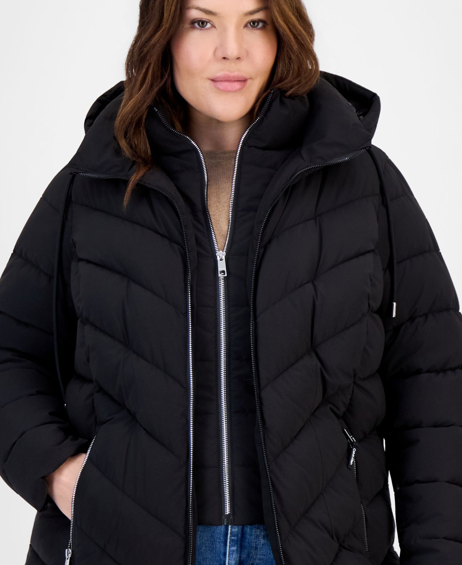 Plus Size Packable Hooded Puffer Coat