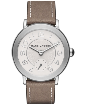 MARC JACOBS WOMEN'S RILEY CEMENT LEATHER STRAP WATCH 36MM