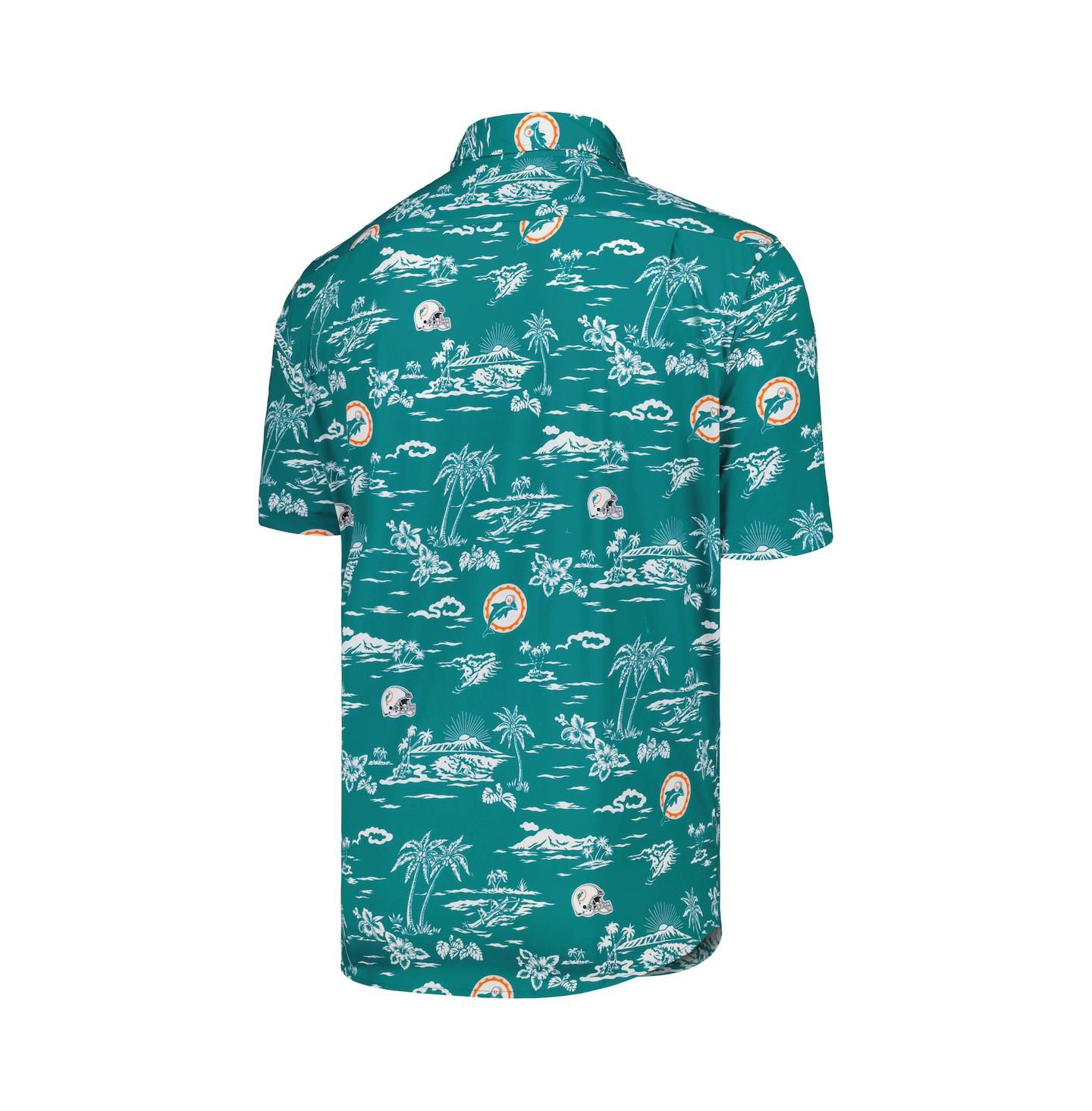 Мужская рубашка Reyn Spooner Aqua Miami Dolphins Throwback Kekai Print Button-Up — фото 3
