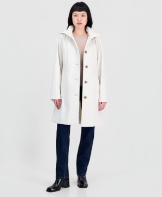 Women's Hooded Button-Front Knit Collar Coat, Created for Macy's 
