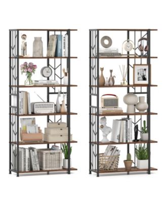 6-Tier Bookshelf with Heavy-duty Metal Frame2 Anti-tipping Kits for Study