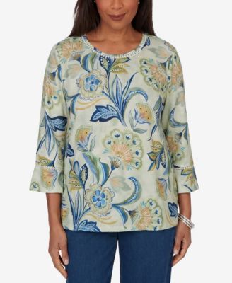Petite Indigo Girls Bold Meadow Floral Knit Top