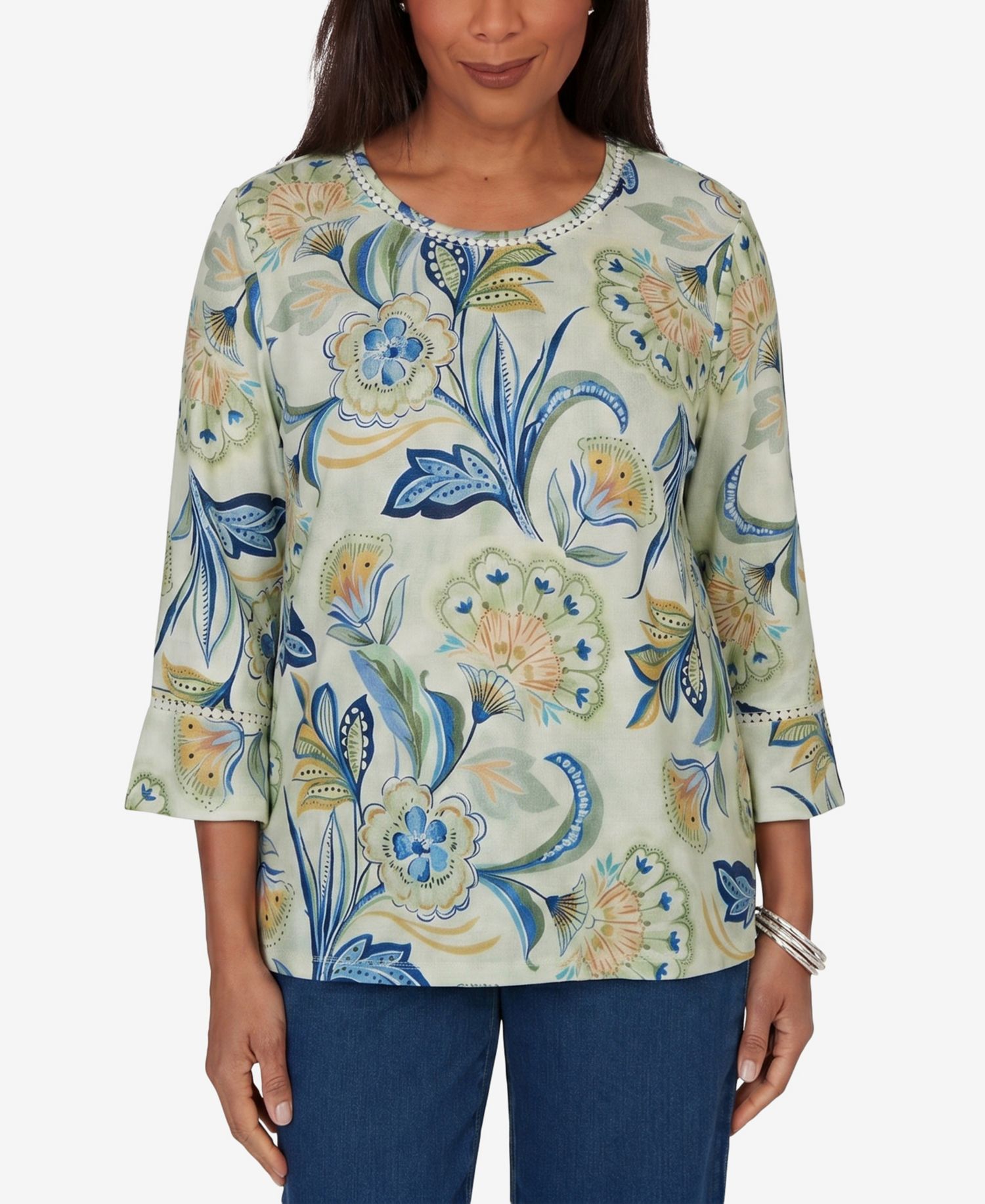 Petite Bold Meadow Floral Knit Top