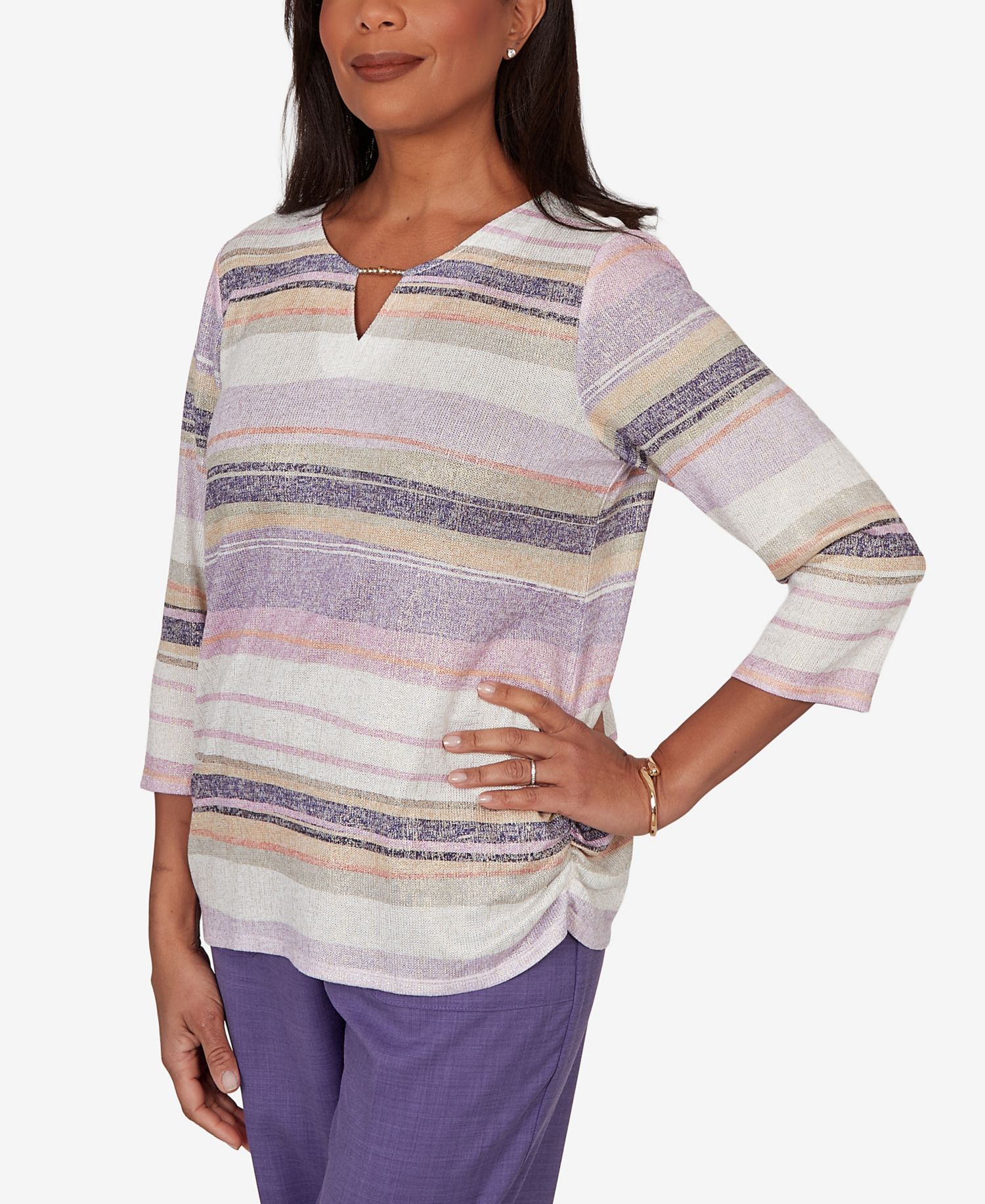 Petite Grand Bazaar Mixed Stripe Knit Top