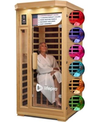 RejuvaCure Infrared Sauna for Home - One Person Indoor Wooden Sauna with Full Spectrum Infrared Heat, Glass Door & Bluetooth