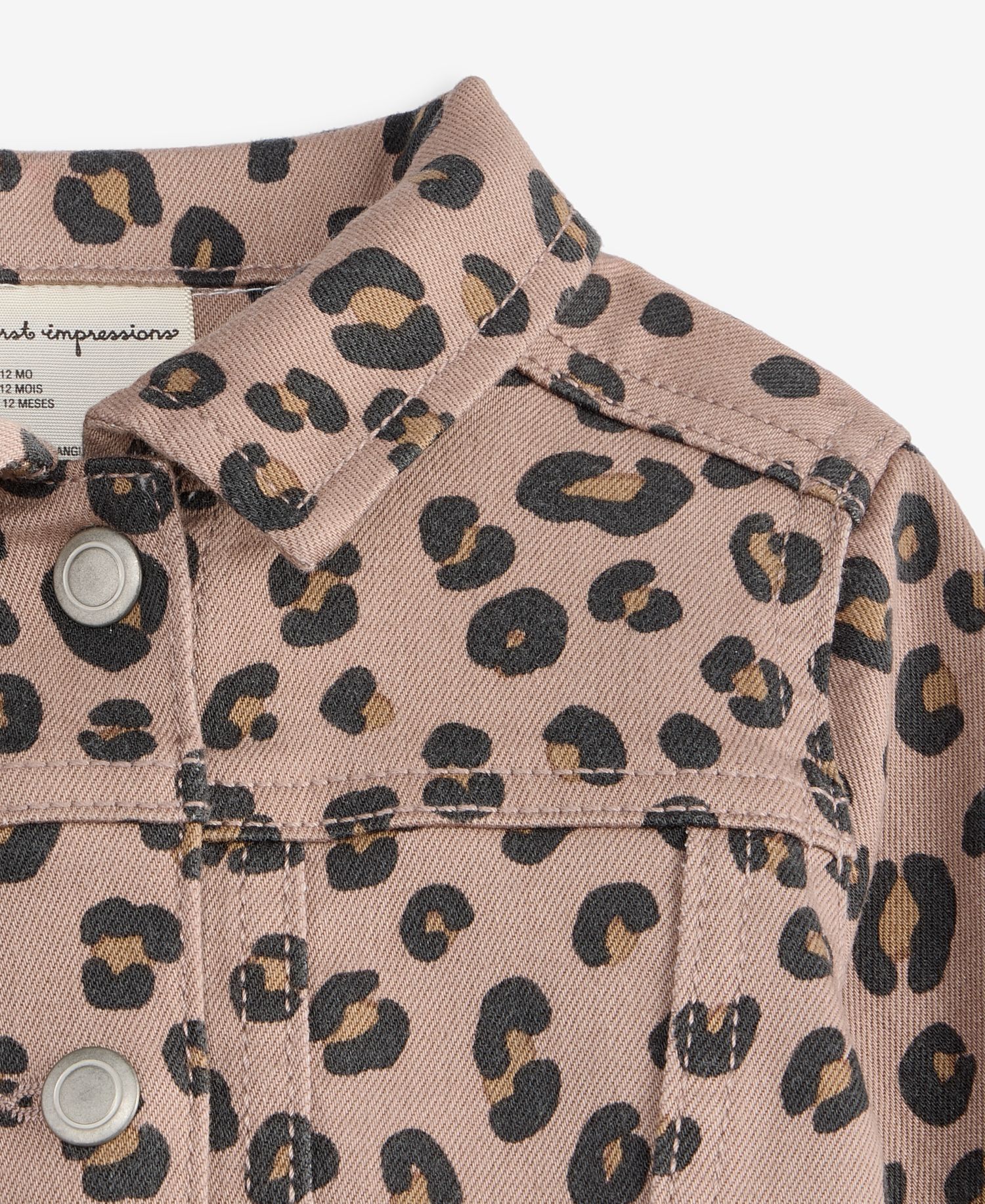 Baby Girls' 3M-24M Leopard-Print Denim Jacket