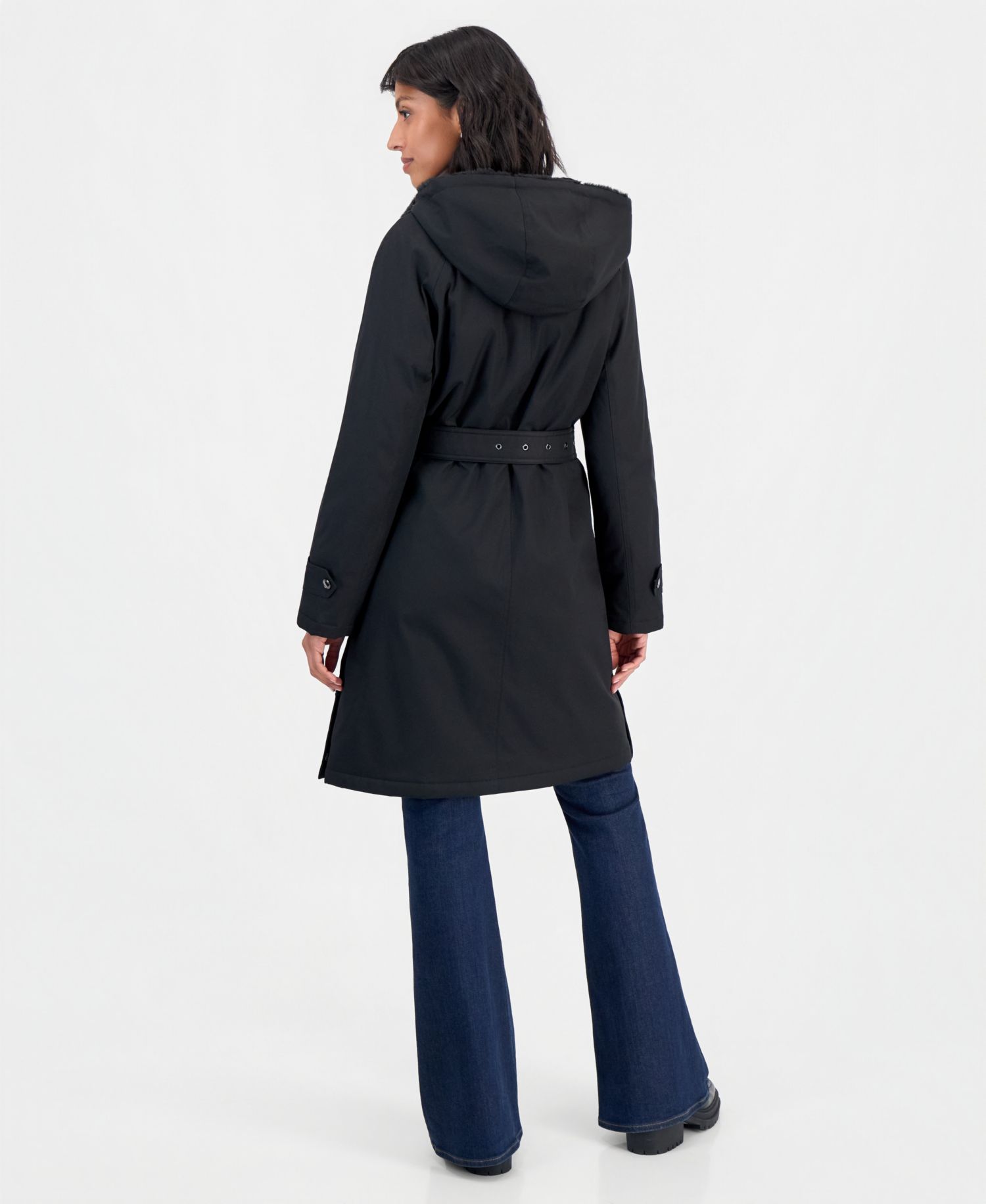 Women's Softshell Hooded Faux Fur Collar Coat