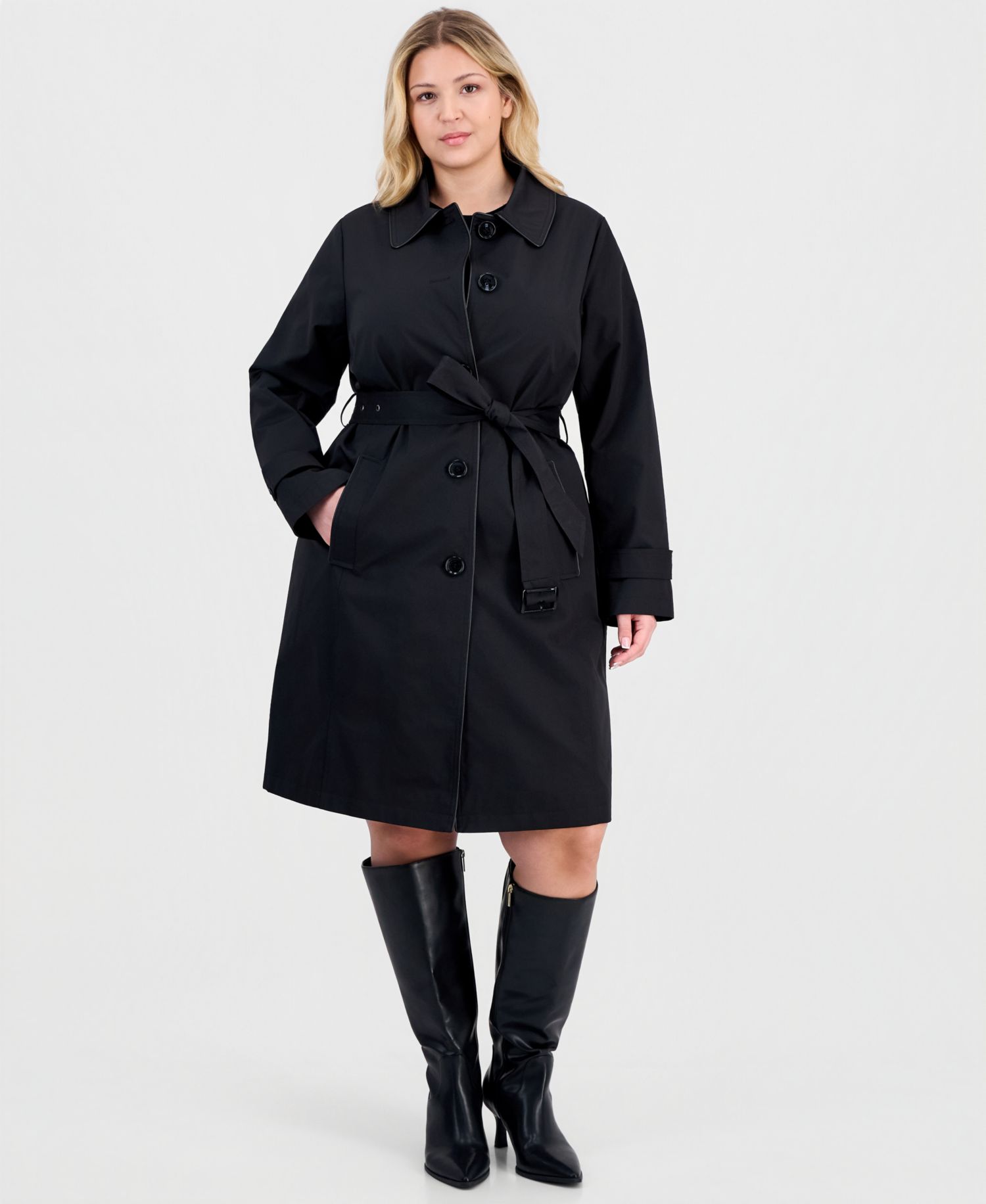 MICHAEL Plus Size Single-Breasted Trench Coat, Created for Macy's