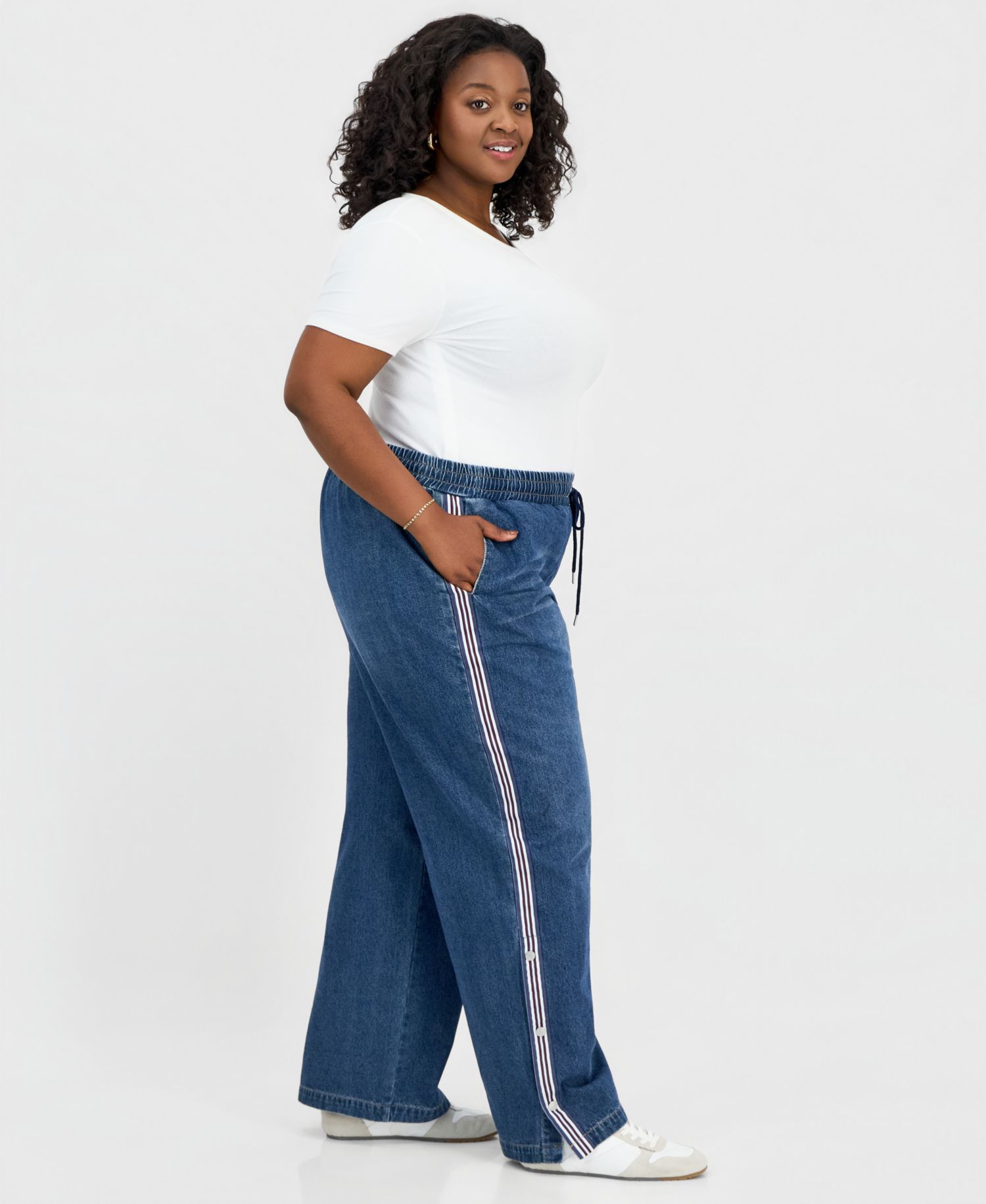Trendy Plus Size Side-Striped Breakaway Jeans