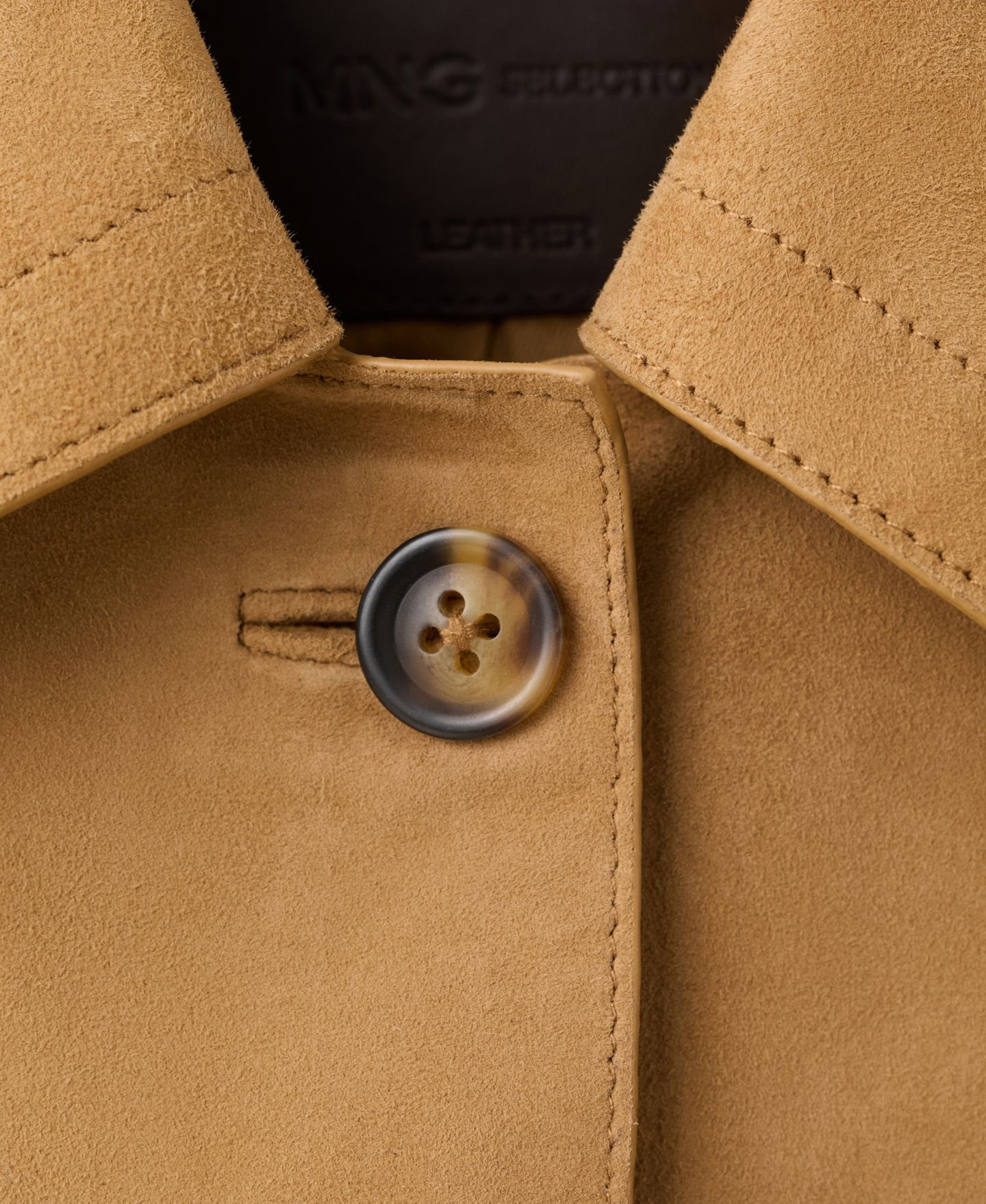 Женская куртка MANGO Chest-Pocket Suede, цвет: Ochre — фото 6