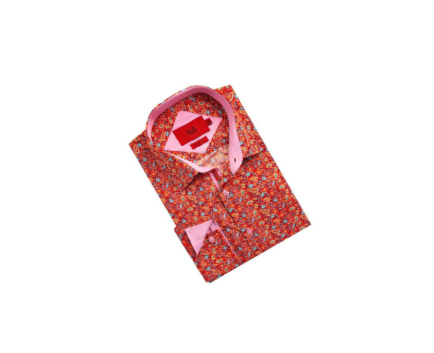 Men's Slim Fit Paisley Print Button-Down Shirt