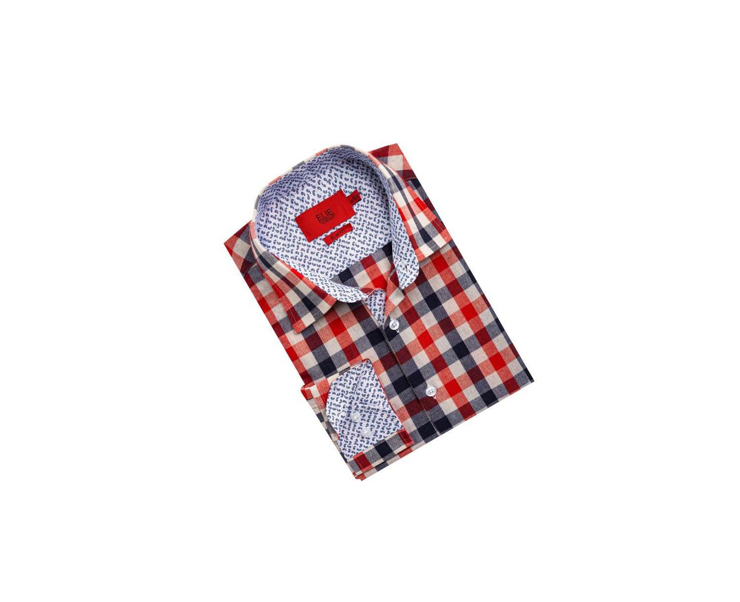 Men's Slim Fit Gingham Plaid Shirt