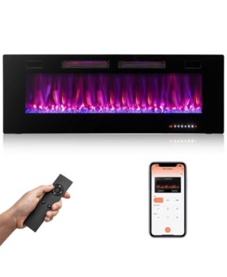 50 Inch Ultra-Thin Electric Fireplace with Decorative Crystals