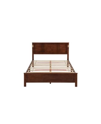 Queen Size Bed with Tall-Panel Headboard and Footboard, Built-in LED Lights, USB Charging Station