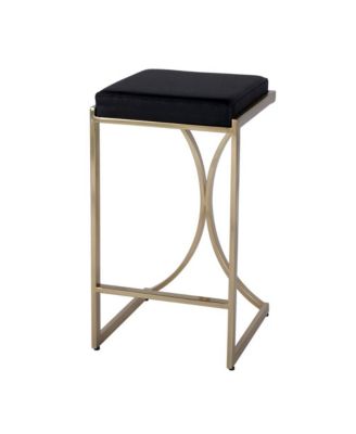 Natalya Seat Height Square Upholstered and Metal Backless Counter Stool with Footrest