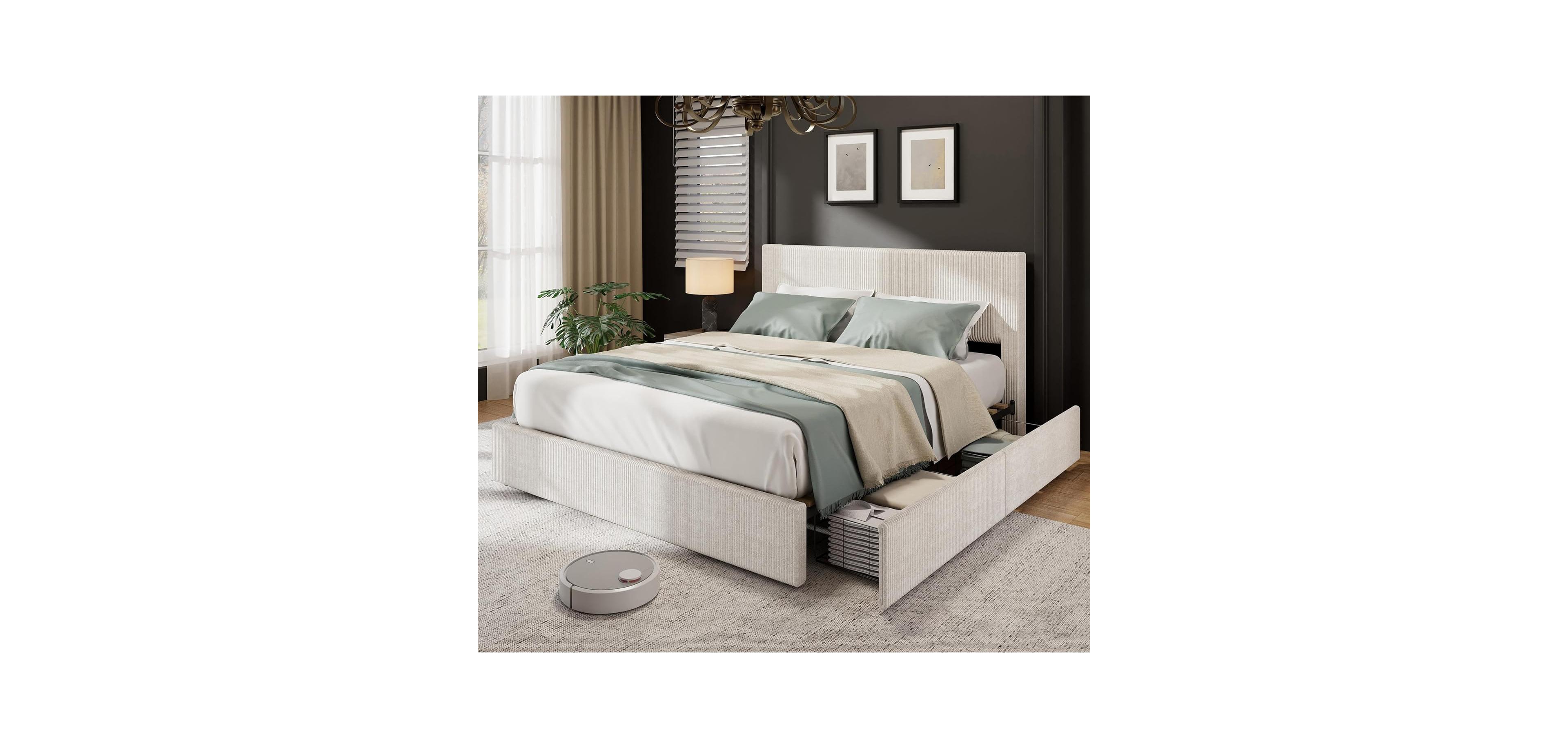 gaomon Platform Bed with 4 Storage Drawers