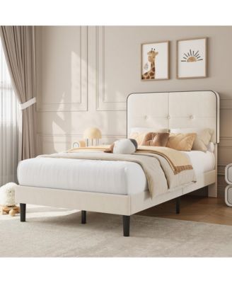 Velvet Upholstered Platform Bed, Bed Frame with Adjustable Headboard, Wooden Slat, No Box Spring Needed, Quick Assembly, Anti-Noise