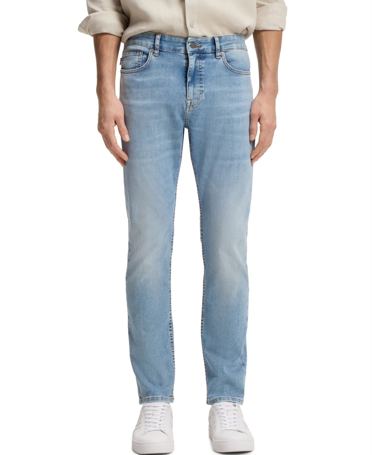 Мужские джинсы Hugo Boss Soft-Motion Denim Delaware Slim-Fit, цвет: Аквамариновый — фото 1
