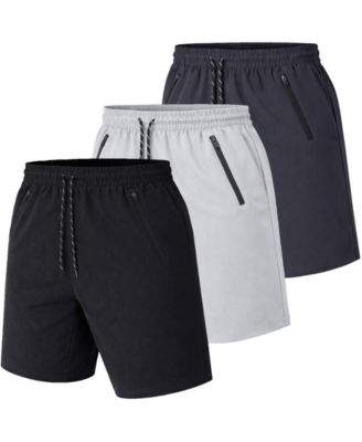 Men's Performance Training Shorts with Zipper Pockets, 3-Pack