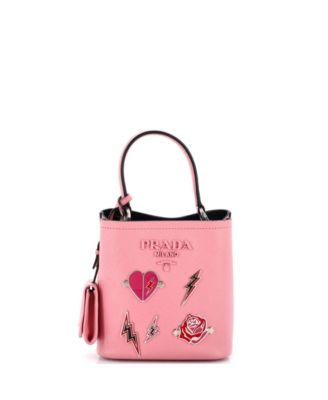 Small Panier Bucket Bag Embellished Saffiano Leather