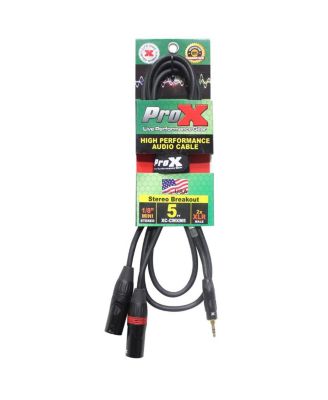 XC-CMXM5 5' 1/8" (3.5mm) Mini TRS-M to Dual XLR3-M High Performance Audio Y Cable