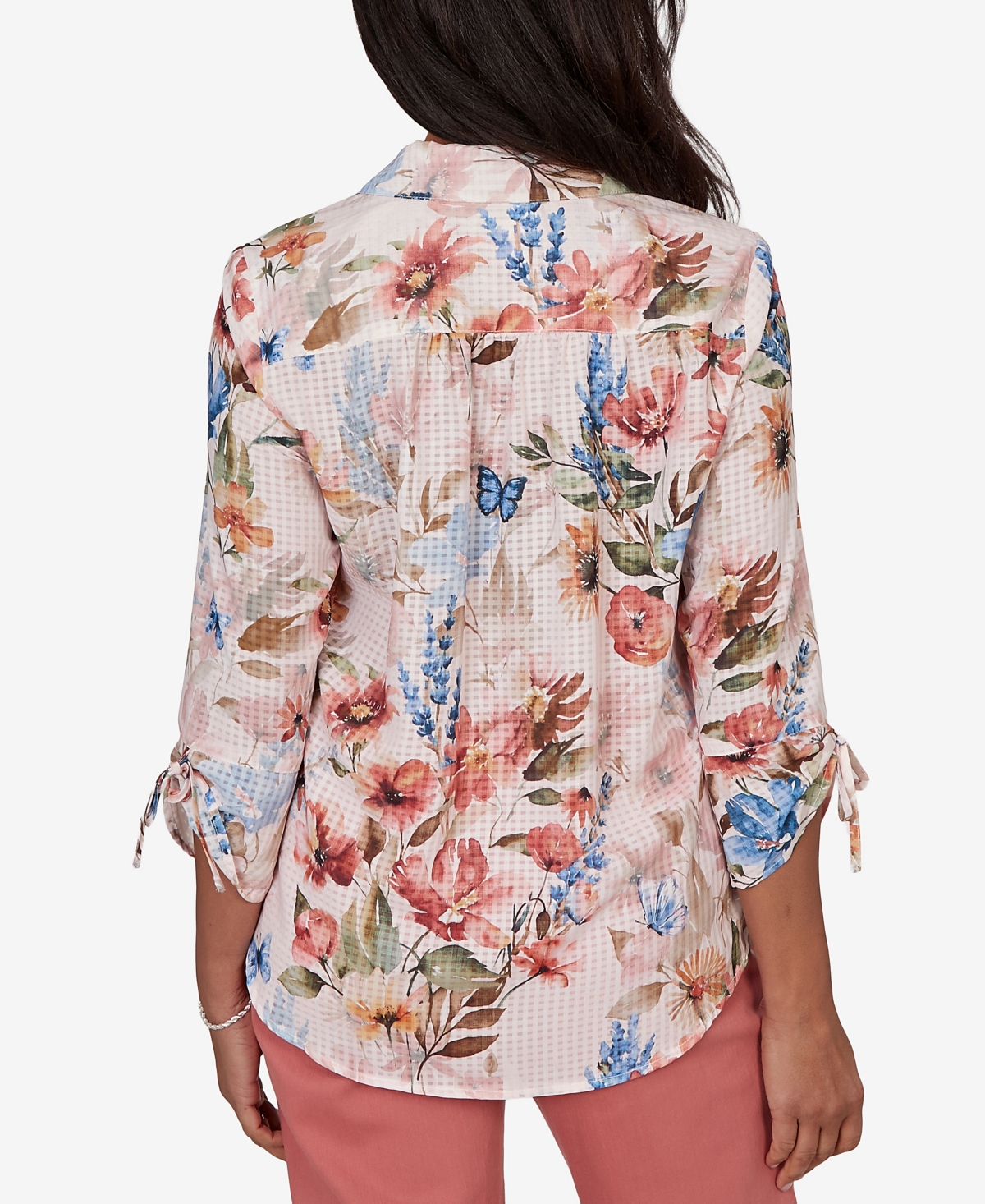 Alfred Dunner Women's Camden Market Botanical Butterfly Button-Front Top