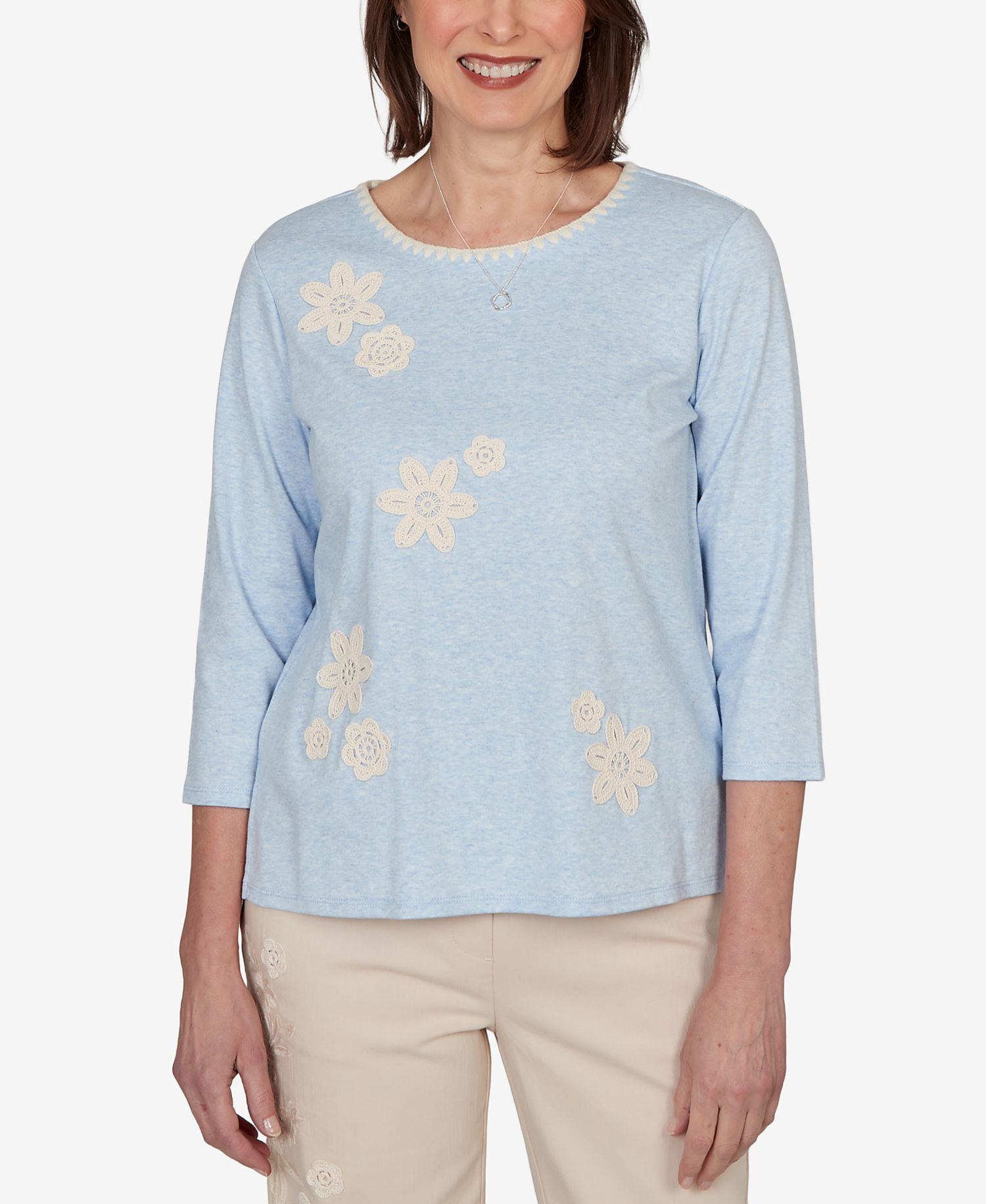 Women's Camden Market Floral Stitches Heathered Knit Top