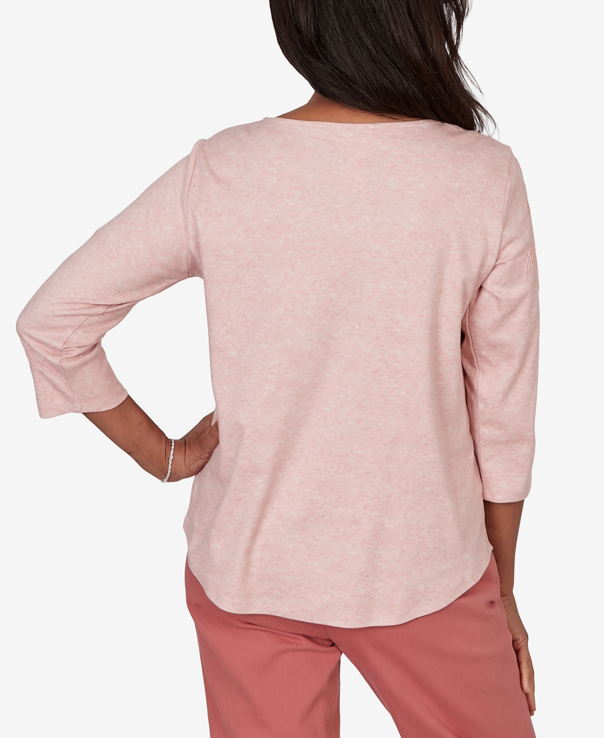Alfred Dunner Women's Camden Market Tonal Floral Soutache Knit Top