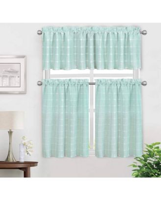 3 Piece Claire Embroidered Cafe Rod Pocket Kitchen Curtain Tier And Valance Set
