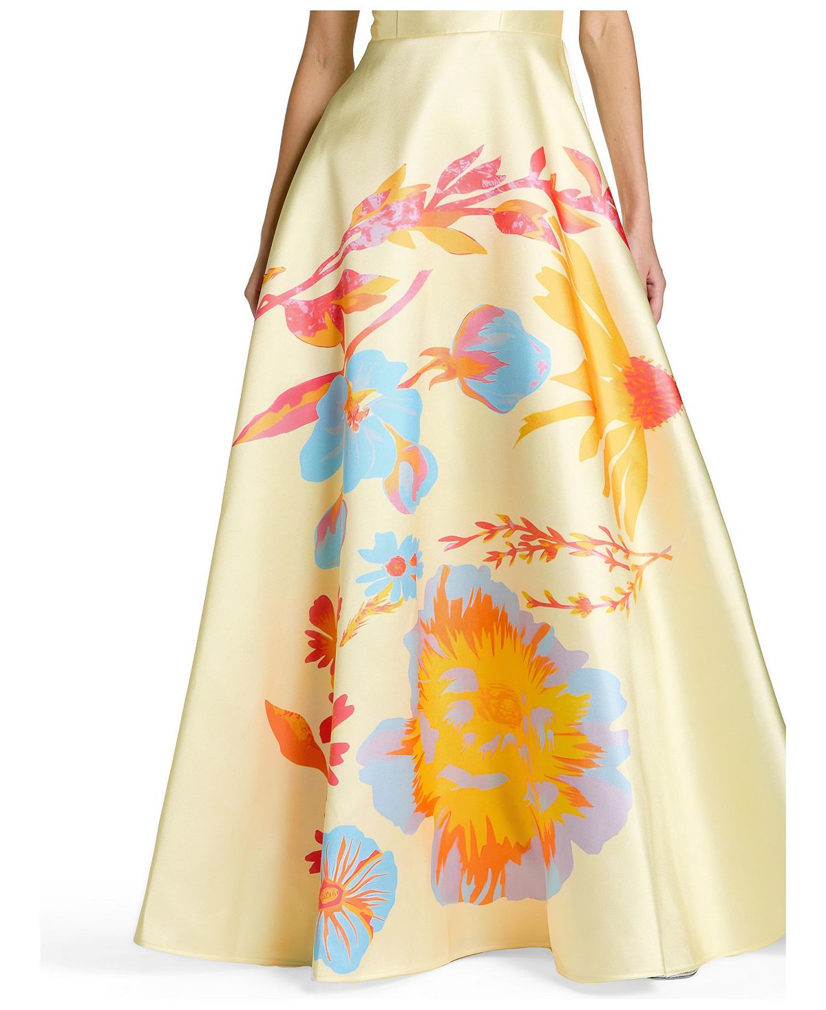 Mac Duggal Women's Strapless Floral Printed Mikado Ball Gown view 3 — MAYCSS fashion products
