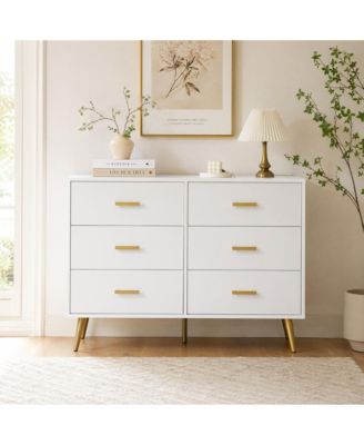 6-Drawer Dresser for Bedroom, Cabinet with Elevated Base, Fabric Storage Tower, Steel Frame, Chest Drawers Organizer for Closet, Living Room