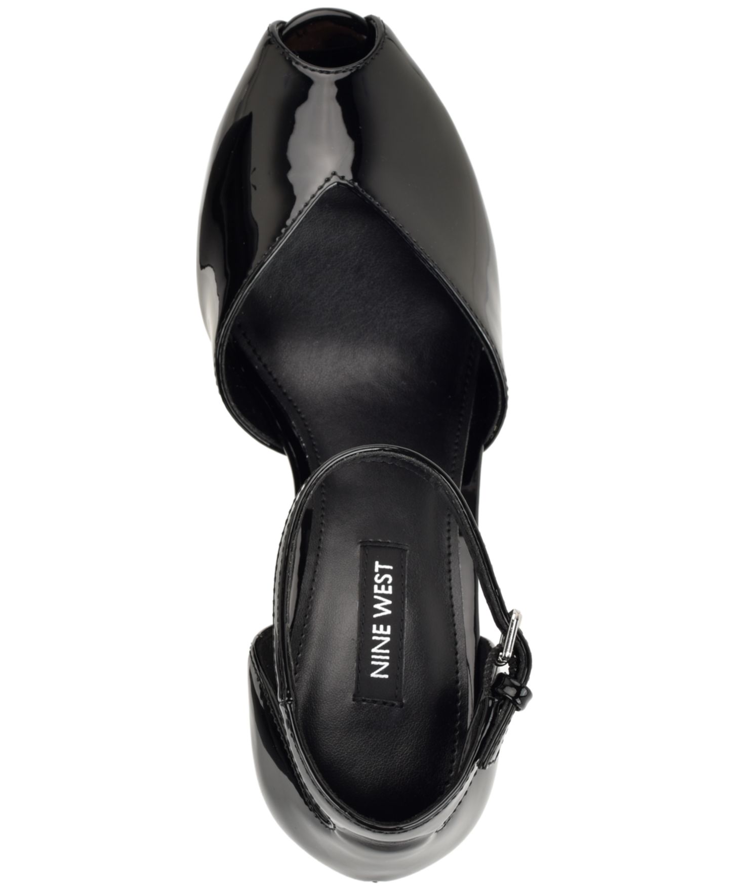 Женские сандалии Nine West Keela Peep Toe High Block Heel Dress Sandals, цвет: Чёрный лаковый — фото 4