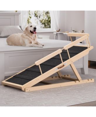 Lovmor Pet Ramps Wooden Dog Step with High Traction Mat and Safety Side ...