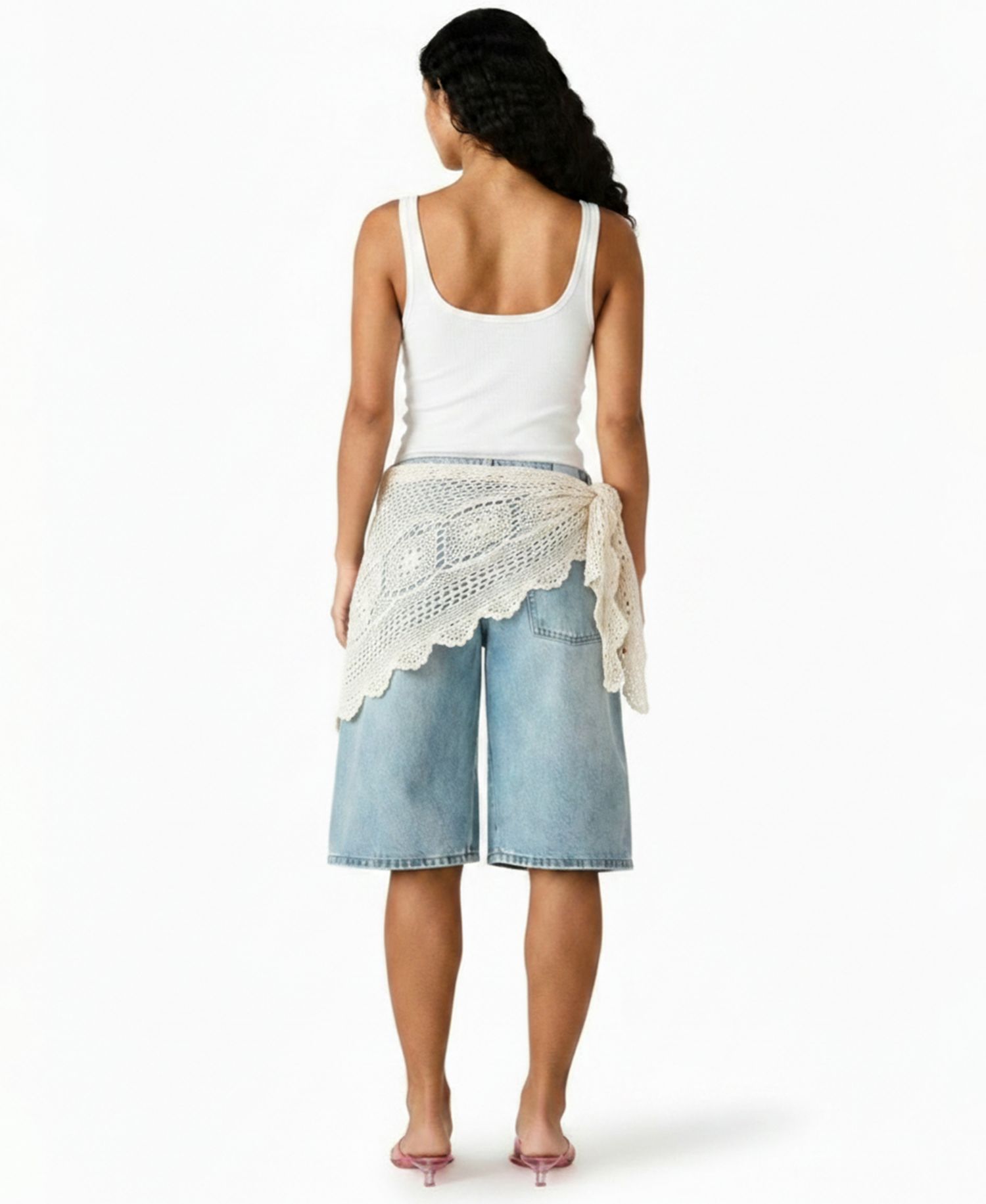 Women’s Kesha Crochet Scarf-Detail Shorts