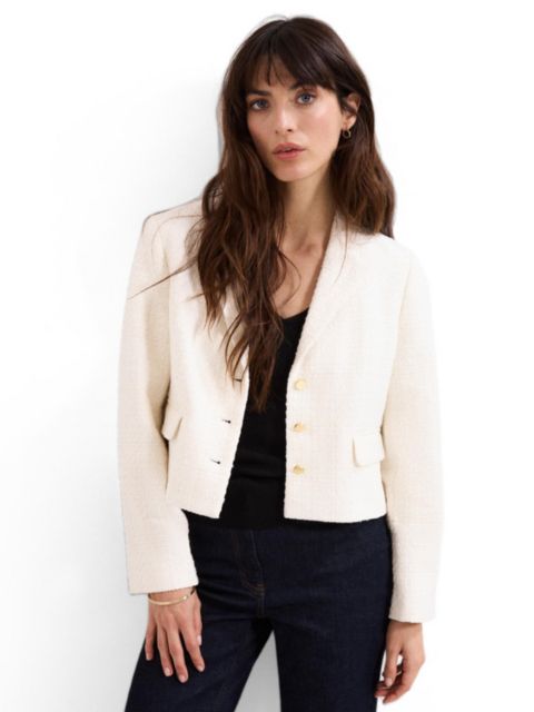 Женская куртка Phase Eight Adria Cropped Textured Jacket Blazer, цвет: Белый