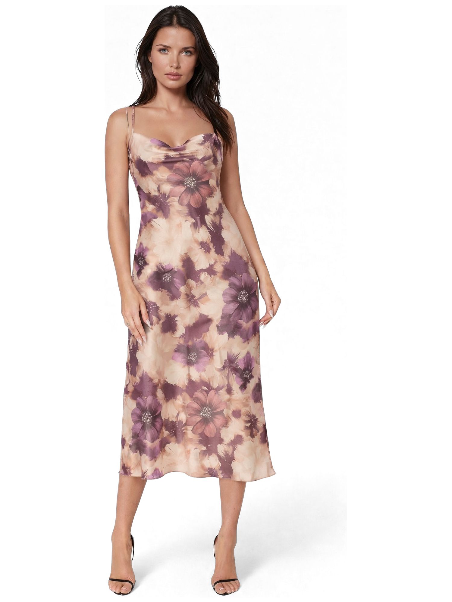 Women's Printed Cowl Maxi Dress