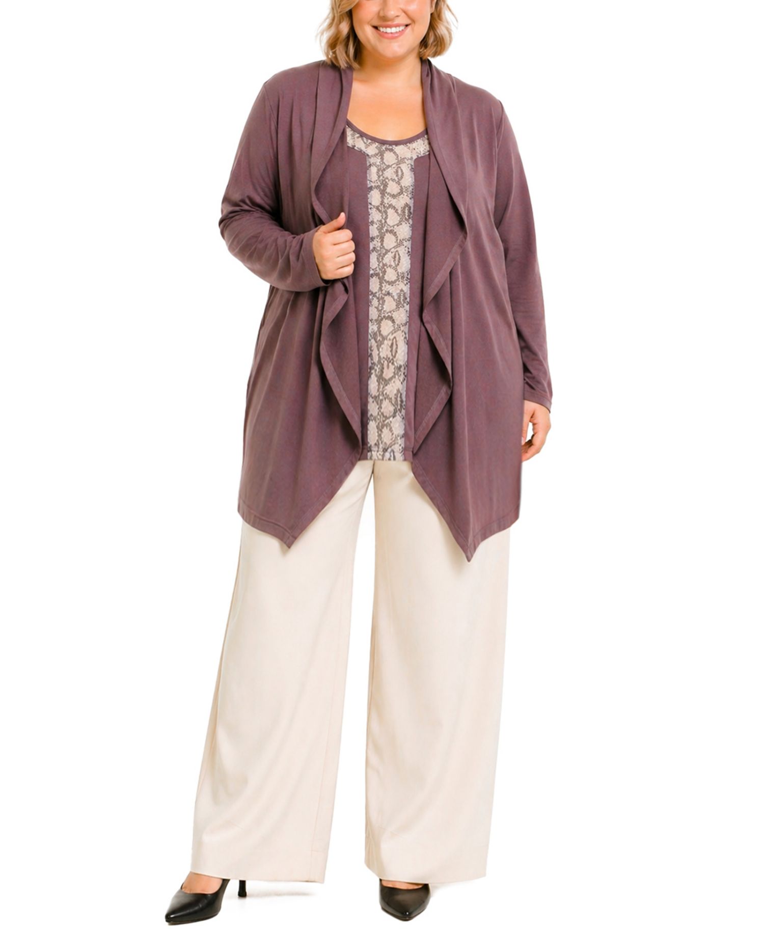 Plus Size Draped Flyaway Cardigan Sweater