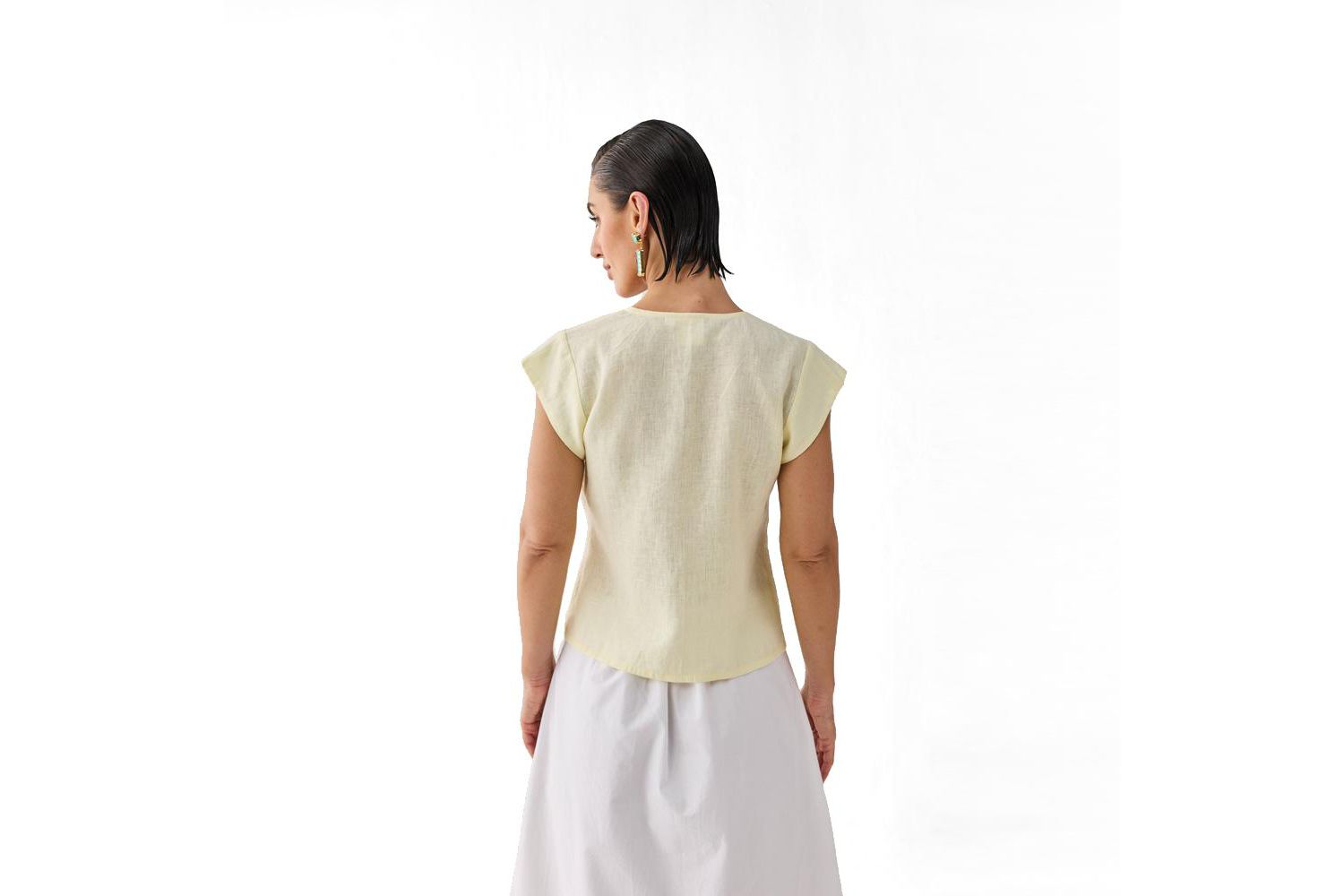 Women's The Deep V Neck Top in Butter Lemon