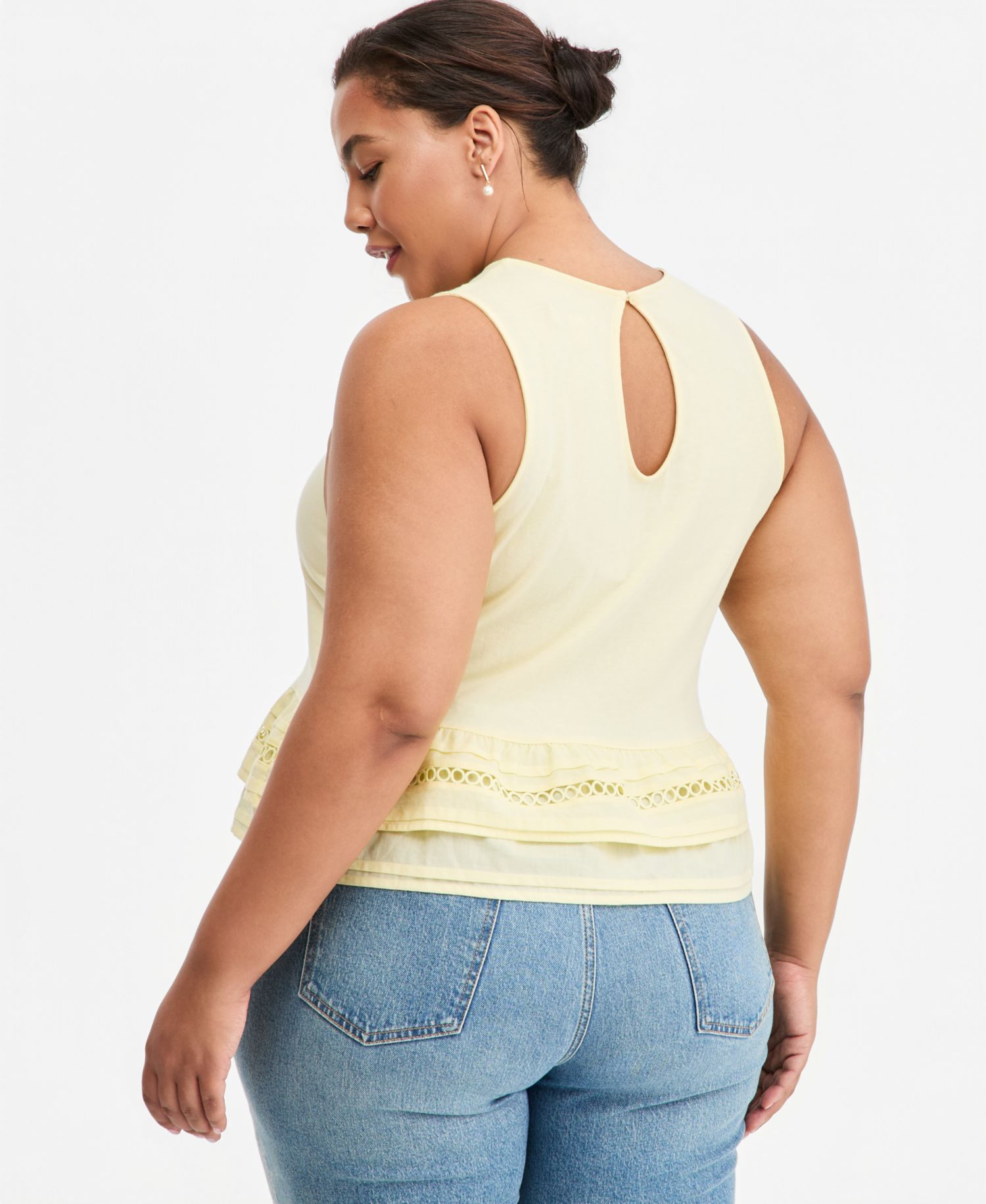 Trendy Plus Size Ruffle-Hem Square-Neck Tank