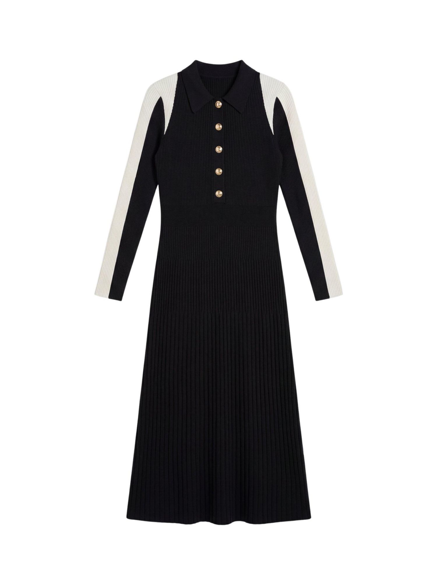 Women's Rib Knit Long Sleeve Military Midi Dress