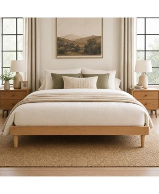 All Size Platform Bed Frame with Wooden Slats, No Box Spring Needed, Sturdy Wood Frame, Easy Assembly