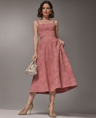 Women's Sleeveless Floral Sweetheart Midi Dress