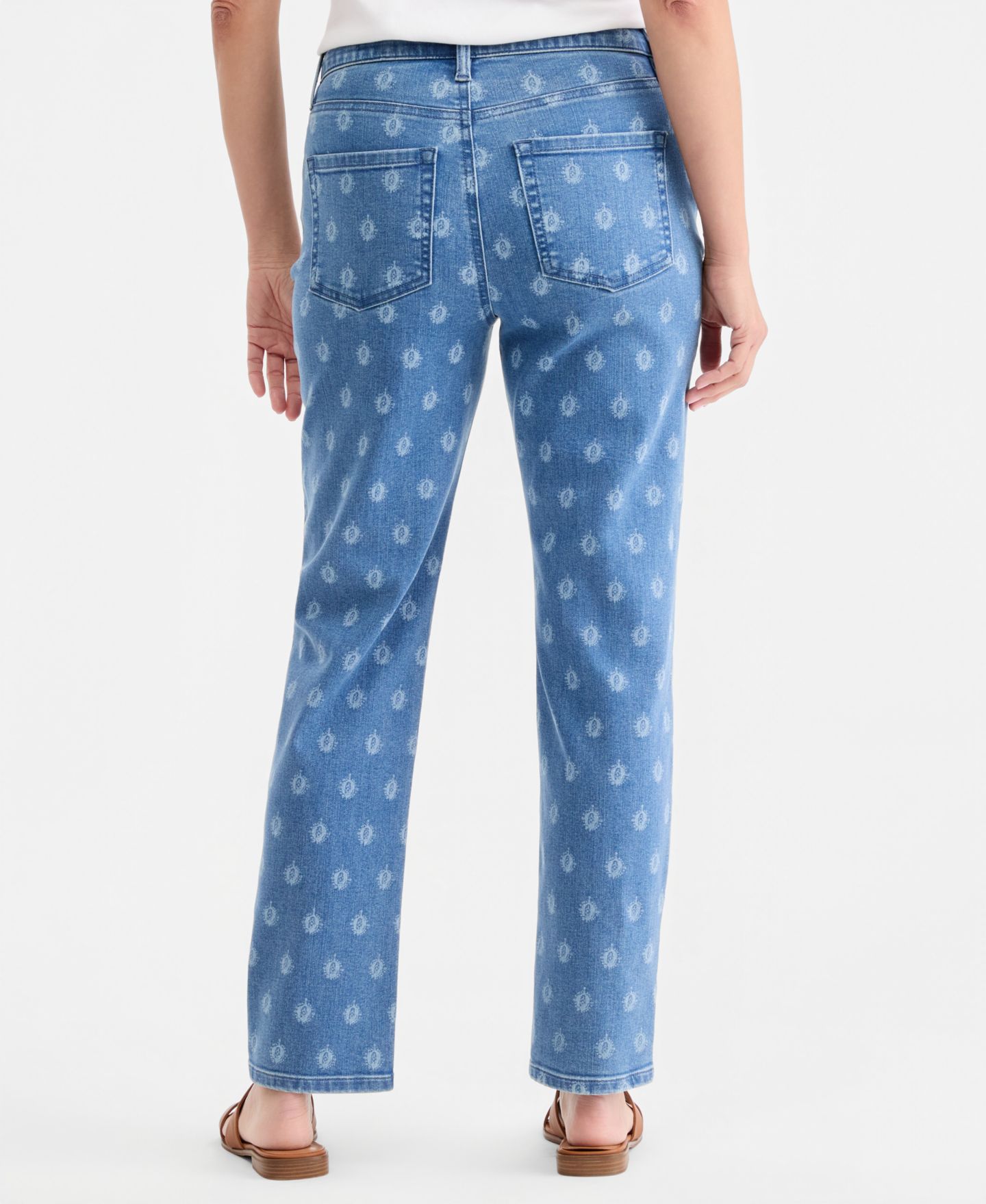 Женские джинсы Style & Co Printed High-Rise Natural Straight-Leg, цвет: Варёный — фото 4