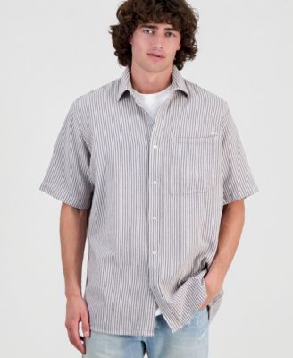 Men's One-Pocket Striped Short-Sleeve Shirt