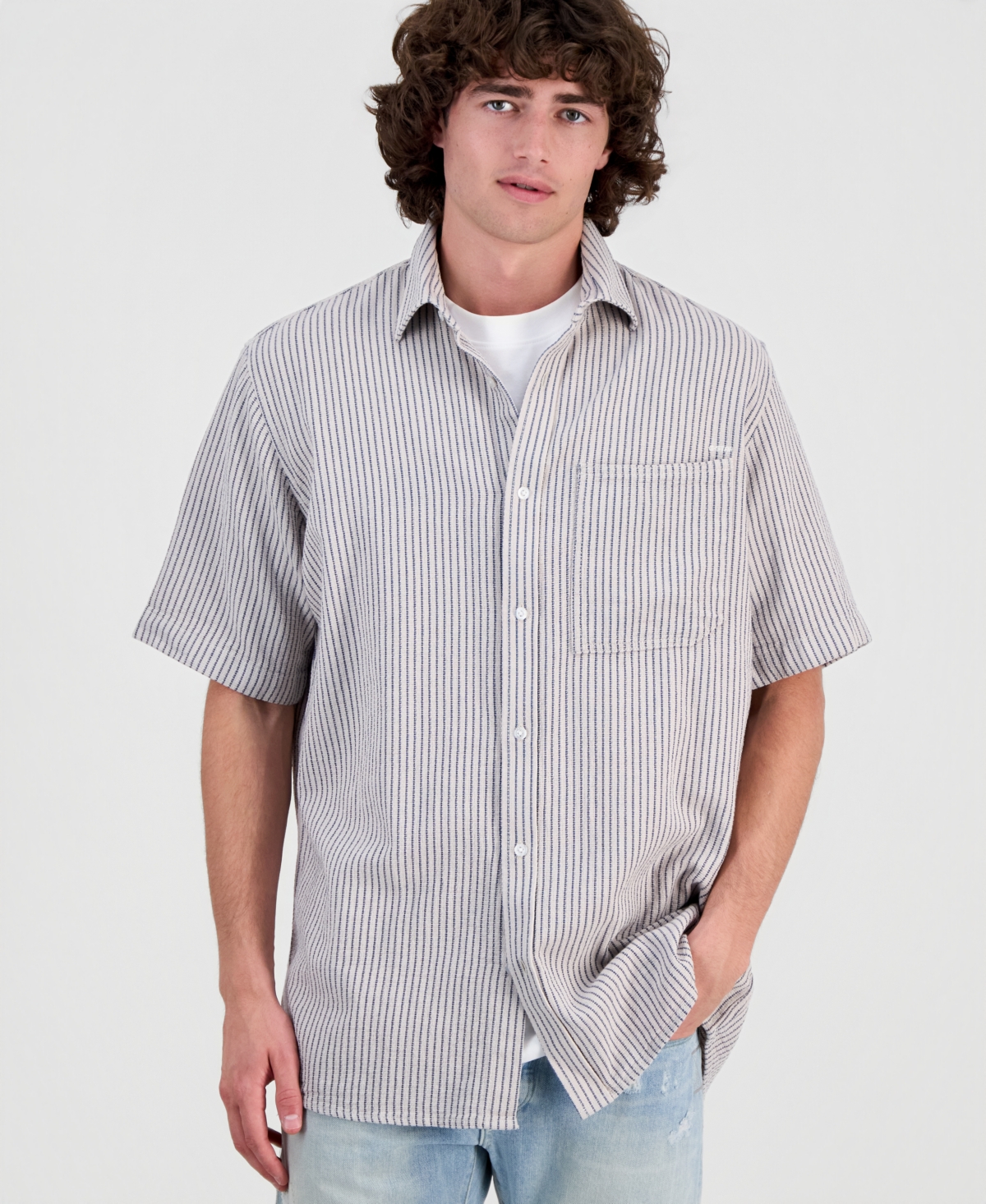 G-Star Raw Men's One-Pocket Striped Short-Sleeve Shirt