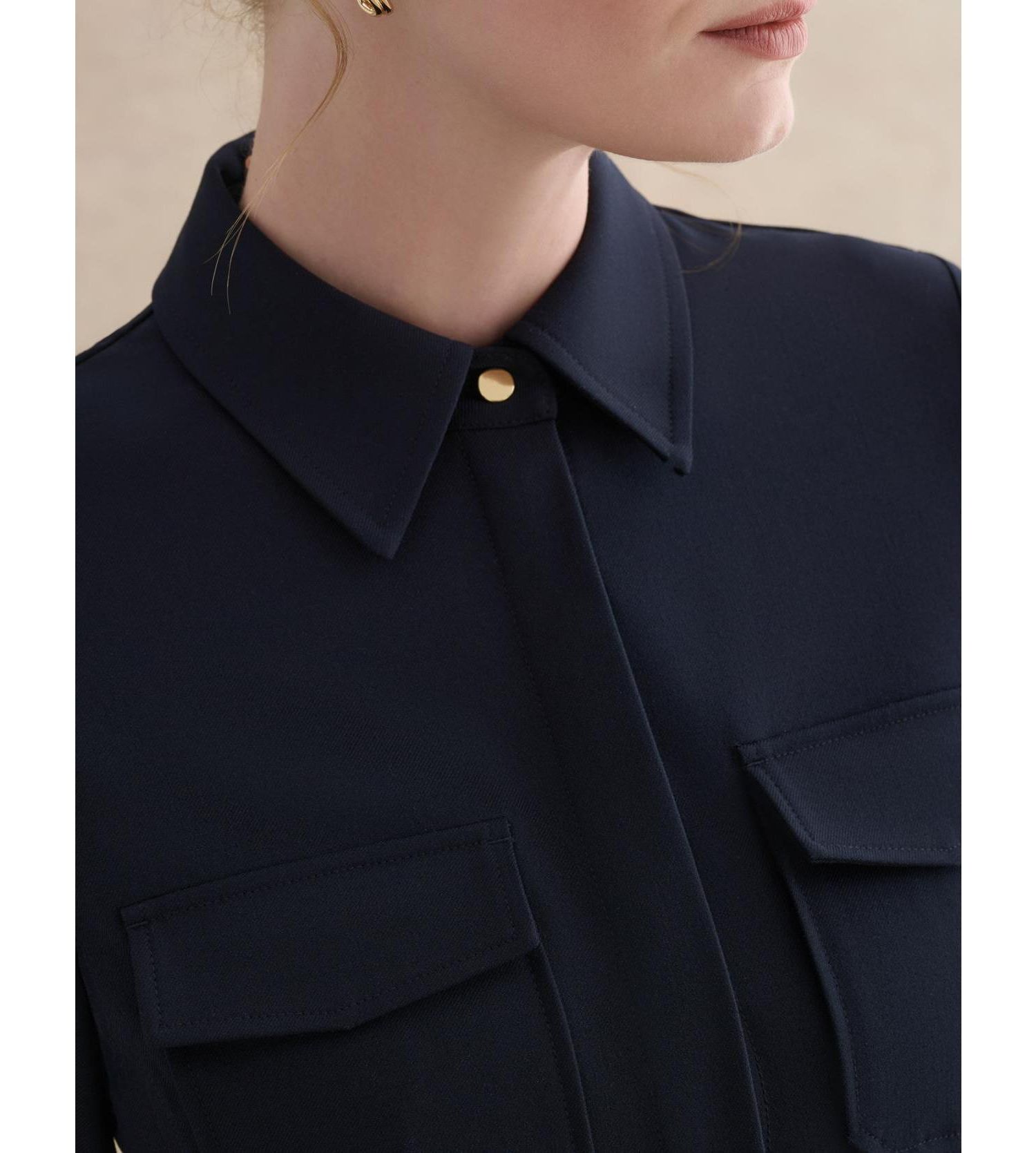 Women's Dannie Cinched-Waist Collard Shirt
