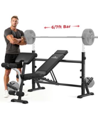 Olympic Adjustable Weight Bench, 47IN Rack Width with Bench Press Rack,  Multi-Functional Workout Equipment
