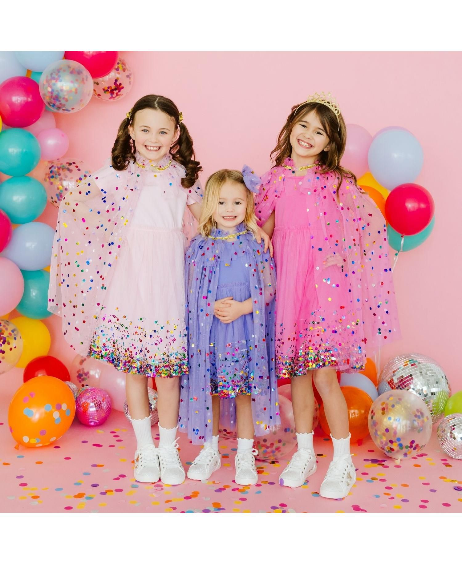 Girls Pink Confetti Cape