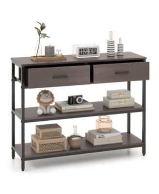 Console Entryway Table Sofa Side Table with Folding Fabric Drawers for Living Room