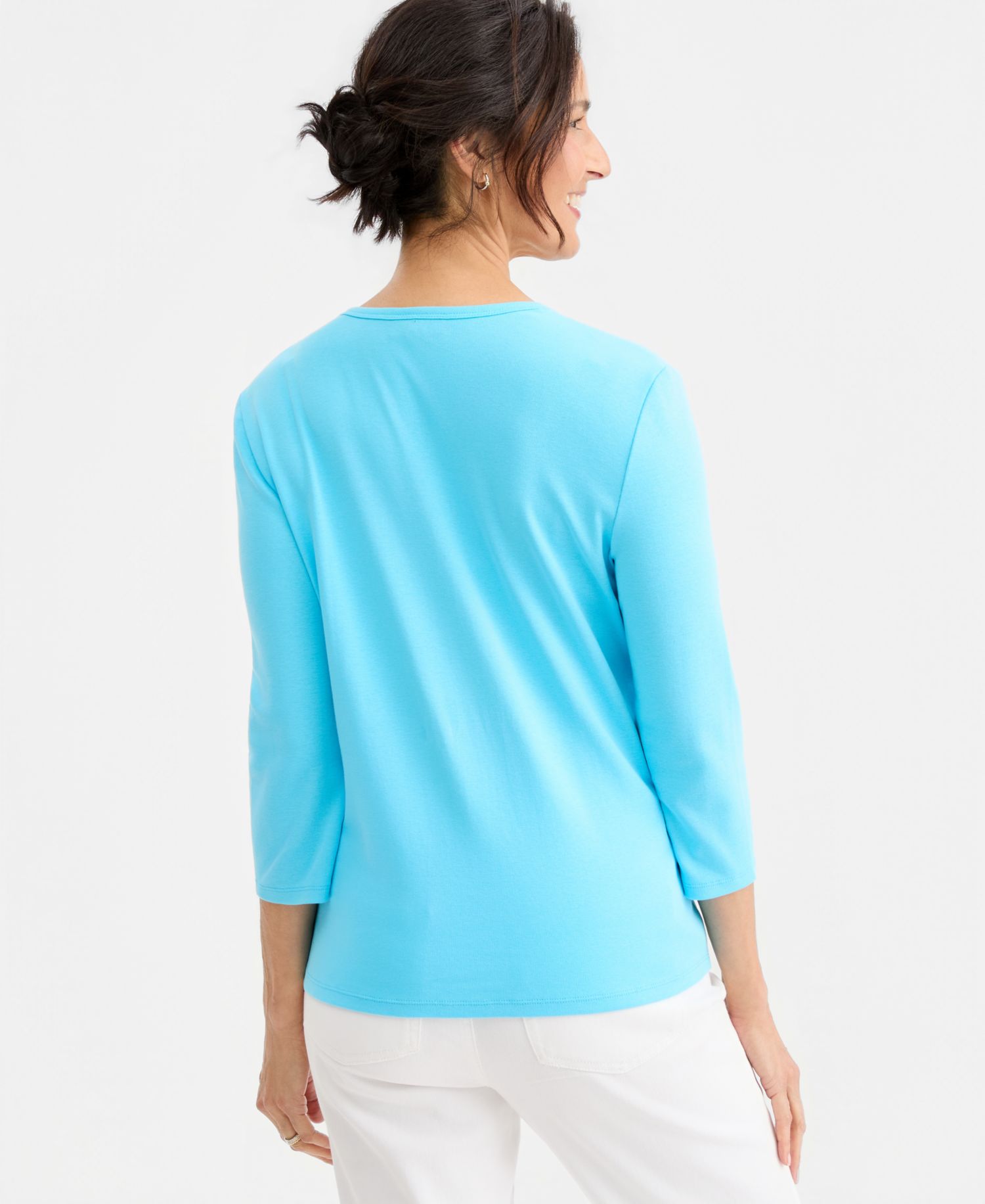Petite V-Neck 3/4-Sleeve T-Shirt